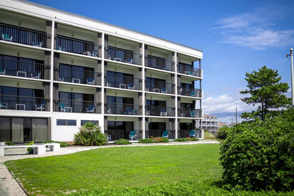 Exterior shot of hotels balconies