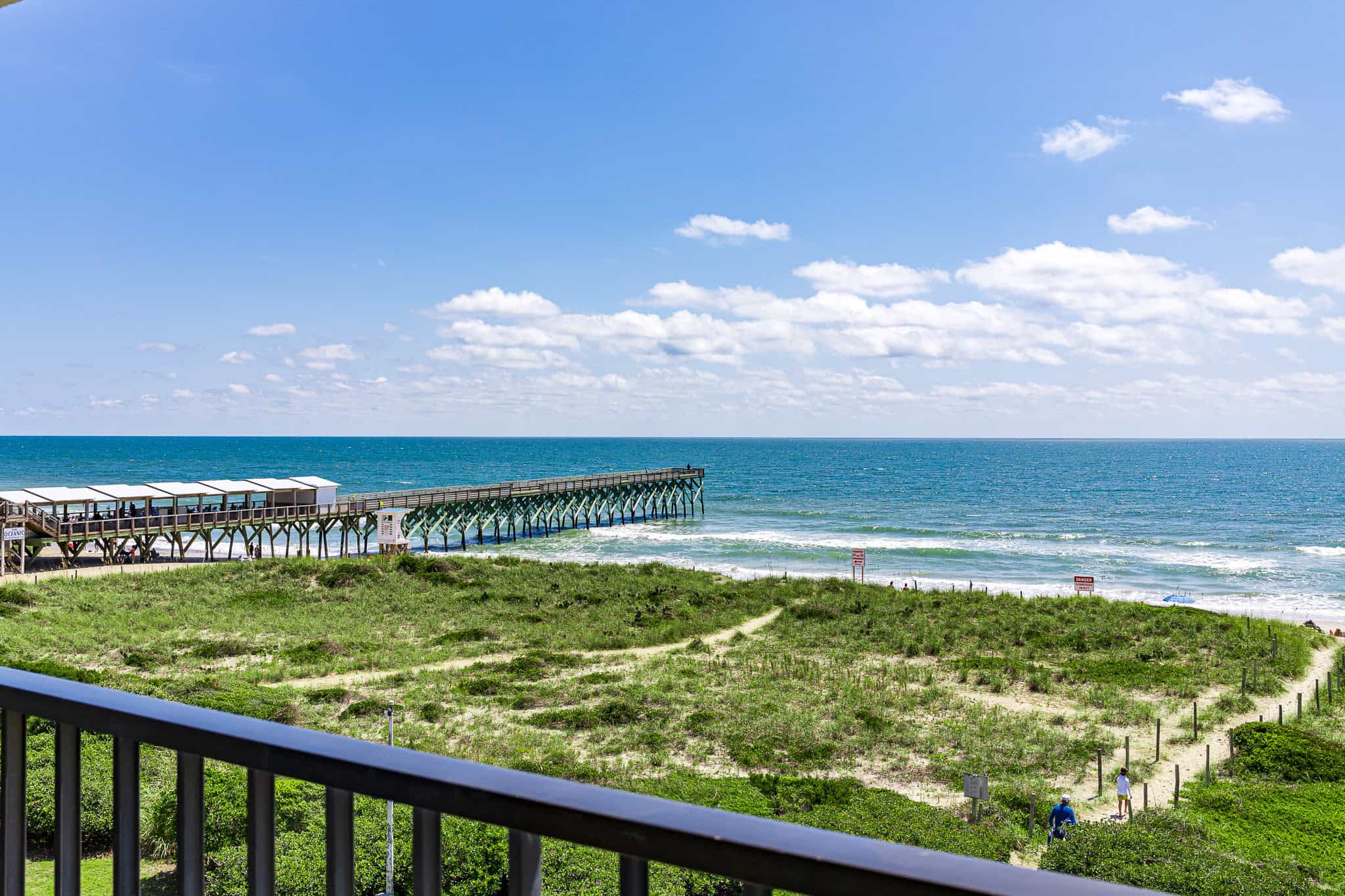 view of beach from balcony